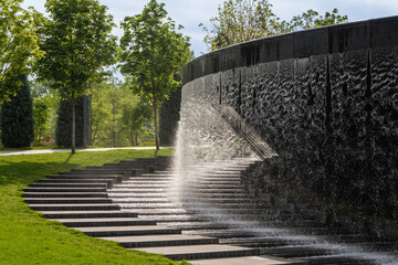 “Infinity” fountain in form of huge bowl is located in public park “Krasnodar” or...