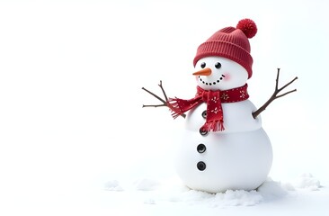 Fototapeta premium White snowman on white background