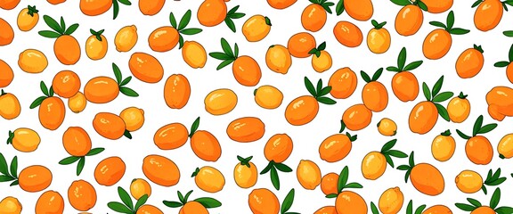 seamless pattern with kumquats