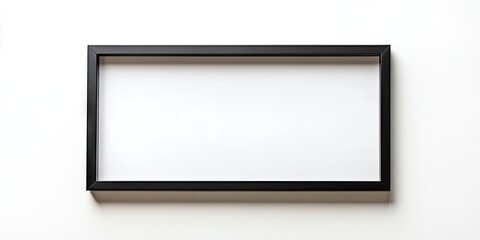 Obraz premium Classic thin black square frame positioned centrally on a white background, ideal for displaying text or images in a minimalist setting.