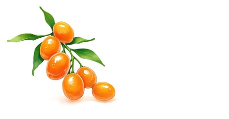 Illustration of kumquat, in a vector design with ample copy space for text.
