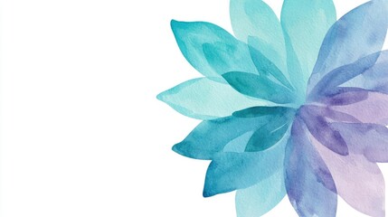 Mandala watercolor idea. A vibrant watercolor flower with shades of blue and purple, evoking calm and beauty.