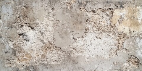 Obraz premium Textured weathered concrete wall featuring cracks and a gritty finish in shades of gray and beige, perfect for backgrounds or patterns.