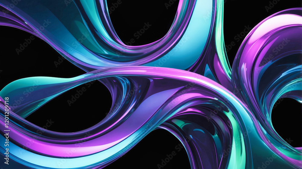 Wall mural abstract structure of smooth translucent curved shapes