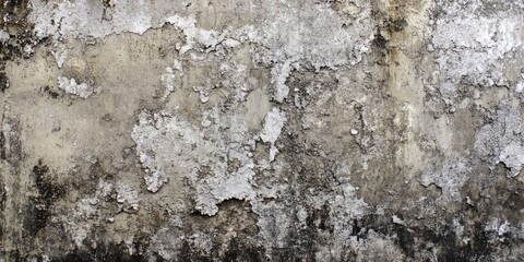 Detailed close-up of an aged gray concrete wall, showcasing intricate textures with a softly blurred background, emphasizing urban decay and history.