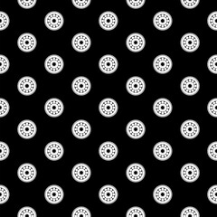 Bicycle ball bearing icon isolated seamless pattern on black background