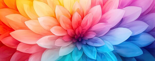 Obraz premium Glazed watercolor idea. Vibrant floral design showcasing colorful petals in harmonious patterns.