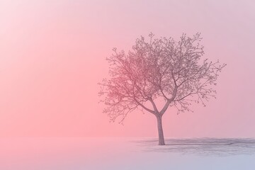 A minimalistic abstract wireframe of a tree, showcasing its skeletal structure and shadows on a gradient background.
