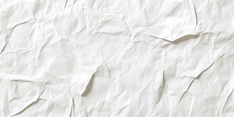 Fototapeta premium Crumpled white mulberry paper texture background ideal for scrapbooking and craft projects with soft subtle shadows prominently displayed throughout.