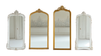 Ornate Vintage Mirrors in Various Styles on Display Generative AI