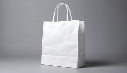 Blank White Shopping bag blank mockup on a grey background