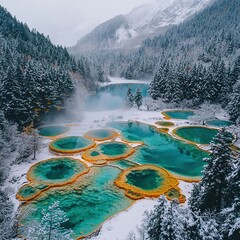 jiuzhaigou multicolored lakes china landscape