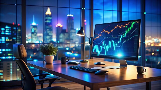 Low Light Stock Market Chart Showing EMC2 Price Fluctuation