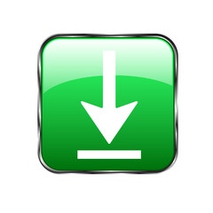 Green button vector icon on white background