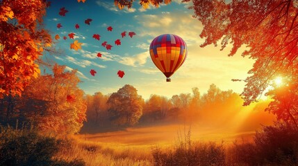 Obraz premium Colorful balloon floating in a serene setting