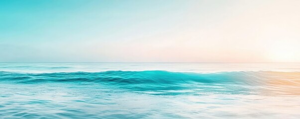 Obraz premium Ocean watercolor idea. Tranquil ocean view with gentle waves lapping under a pastel sky at sunset.