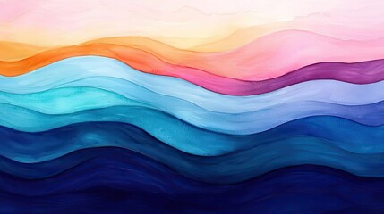 Obraz premium Ocean watercolor idea. A colorful abstract wave pattern evoking calm and serenity in vibrant hues.