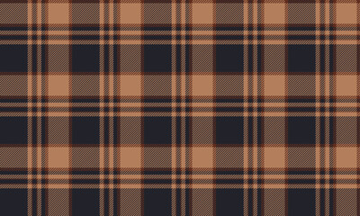 Seamless plaid pattern, navy, yellow, brown, for designing clothes, skirts, blankets, or decorative fabrics, vector illustration.