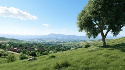 Obraz premium Sunny Village Landscape