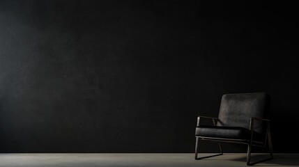 Fototapeta premium Simple space featuring a lone black chair