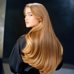 Naklejka premium Golden hair gracefully styled, slightly turned profile view