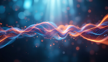 Obraz premium Digital Waveform: Vibrant Energy Flow in a Futuristic Soundscape