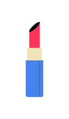 Lipstick With Pink Shade In Flat Vector Illustration Symbolizing Makeup, Beauty, And Cosmetics, Isolated On White Background.