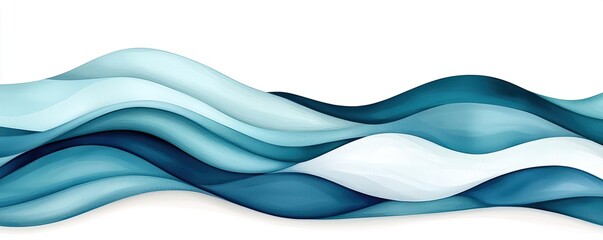 Fototapeta premium Ocean watercolor idea. Elegant abstract waves in calming blue tones, perfect for modern design projects.
