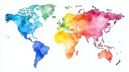 Vibrant Watercolor World Map: A Colorful Journey Across Continents