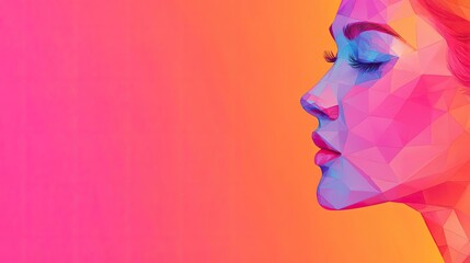 Polygon watercolor concept. Colorful geometric portrait showcasing vibrant shapes and bold design elements.