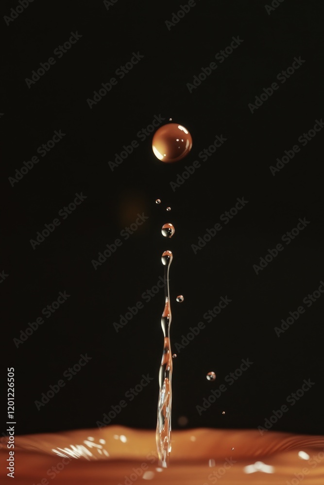Poster a single droplet falls into a puddle, creating ripples and reflections