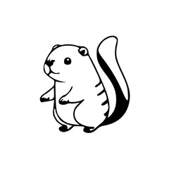 Fototapeta premium Cartoon of Marmot, Black & White 