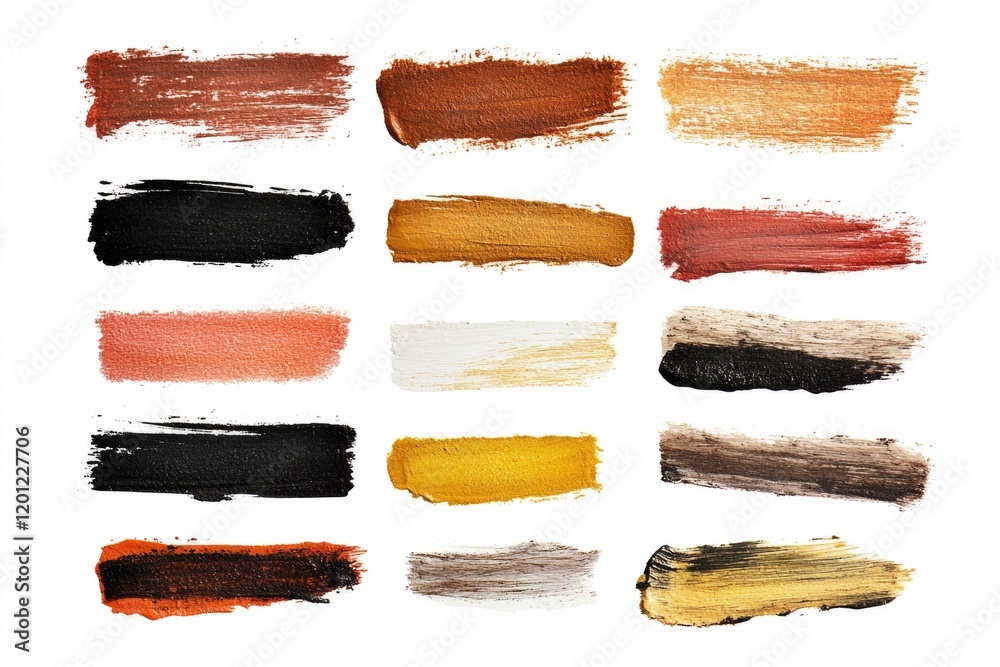 Poster a collection of colorful brush strokes on a white background, ideal for creative projects and presen