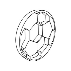 Obraz premium The outline of a large football symbol is made with black lines. 3D view of the object in perspective. Vector illustration on white background