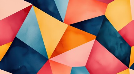 Polygon watercolor concept. Colorful geometric pattern with vibrant hues creating a modern artistic design.