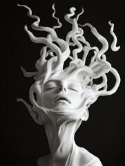 Abstract Sculpture with Tentacled Hair Swirls