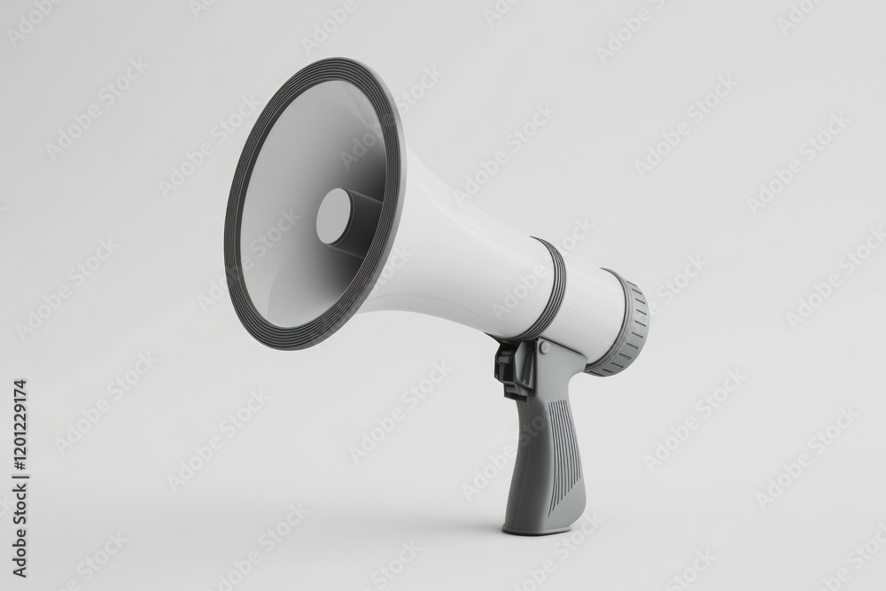 Aufkleber a white megaphone stands out against a pure white background, perfect for emphasizing messages or ad