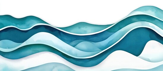 Fototapeta premium Ocean watercolor idea. Abstract wave patterns in blue tones, ideal for backgrounds or modern art projects.