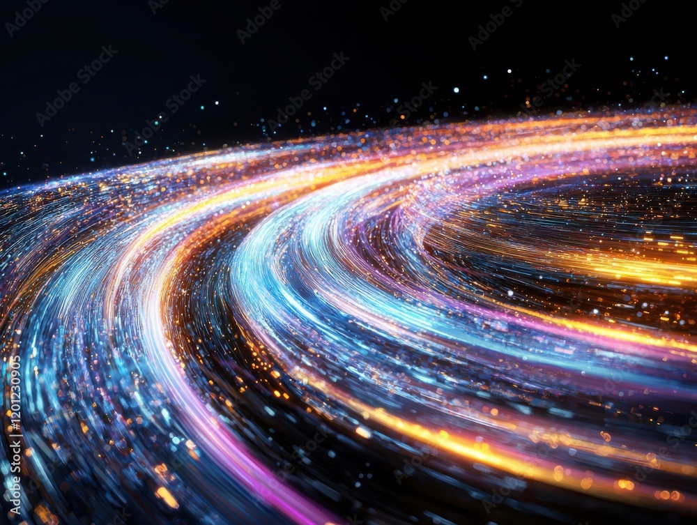 Poster dynamic digital data streams abstract space visual art colorful particles vibrant environment concep