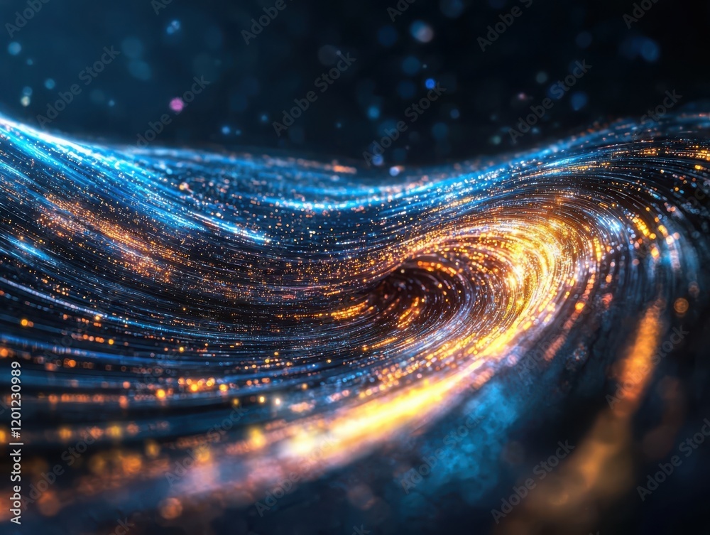 Poster dynamic flow of digital data streams abstract space visual art colorful particles enigmatic environm