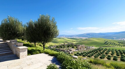 Hillside Olive Grove with Ancient Ruins