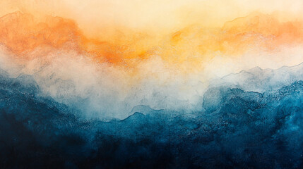 Majestic mountain landscape at dawn with soft hues of orange and blue blending together