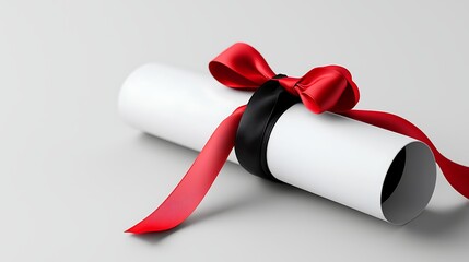 Rolled Certificate Tied with Red and Black Ribbon