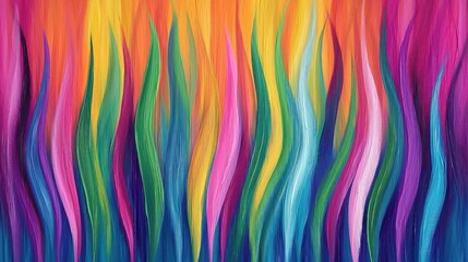 Vibrant abstract artwork resembling colorful flowing grass.
