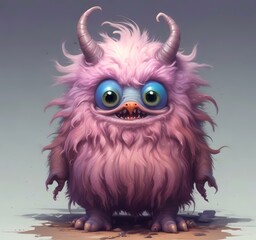 Fototapeta premium Illustration of fluffy and cute small monster.