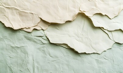 Textured background of rough kraft paper in beige and soft green, Generative AI