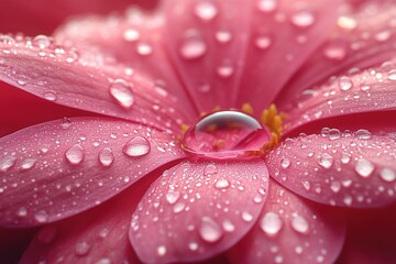 Fototapeta premium A close-up of a pink flower with water droplets, suitable for use in nature, floral, or beauty contexts
