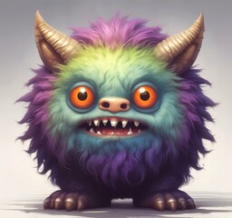 Fototapeta premium Illustration of fluffy and cute small monster.