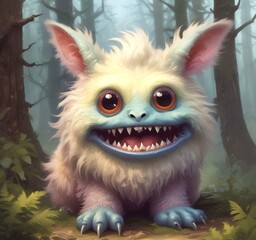 Obraz premium Illustration of fluffy and cute small monster.