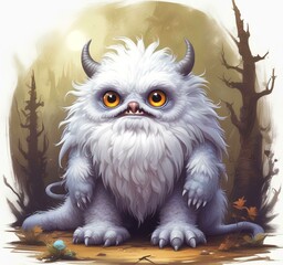 Obraz premium Illustration of fluffy and cute small monster.